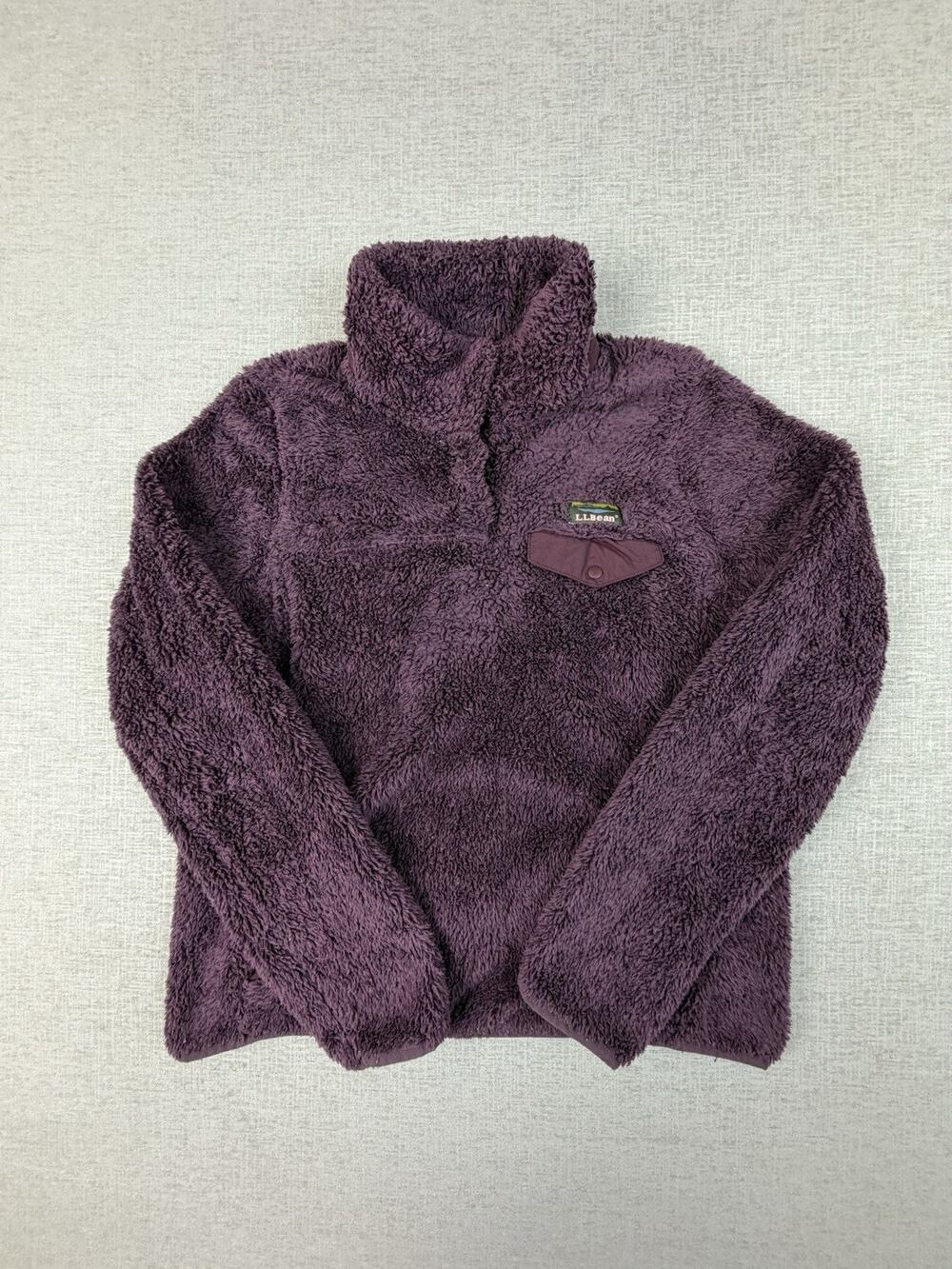 L.L.Bean Hi-Pile Fleece Pullover Women’s Small Purple Snap Neck Sherpa